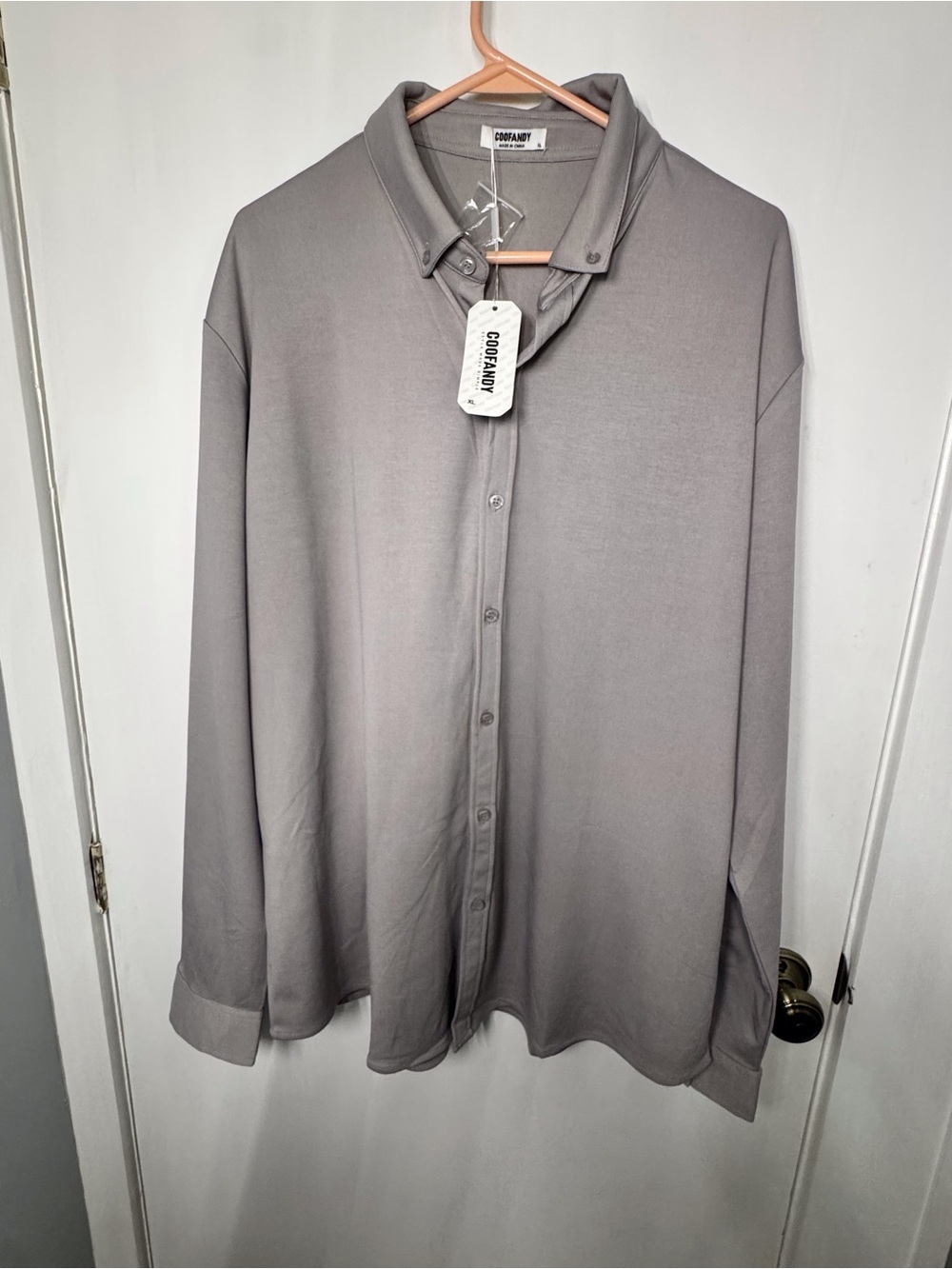 Coofandy Men’s Light Gray Casual Button-Down Shirt